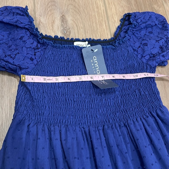 NWT Summer Boho Peasant Ruffle Stretchy Smocked & Lace Long Maxi Dress Milkmaid - Picture 7 of 16